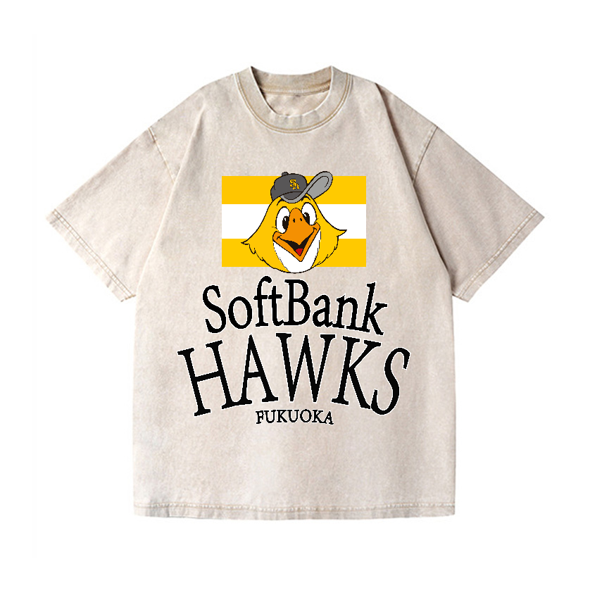 Fukuoka SoftBank Hawks Baseball Vintage Wash Japanese Design T-Shirt