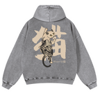 Cat Vintage Washed Cotton Back Art Hoodie
