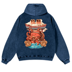 Ramen Octopus Vintage Washed Cotton Back Art Hoodie