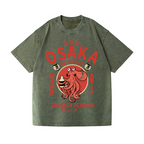 Osaka Dotonbori Drunken Octopus Vintage Wash Japanese Design T-Shirt