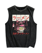 Japanese Anime No-Face Vintage Distressed Washed Tank Top