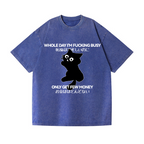 Cat Vintage Wash Japanese Design T-Shirt