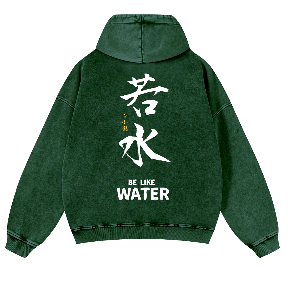 Bruce Lee Water Vintage Washed Cotton Back Art Hoodie