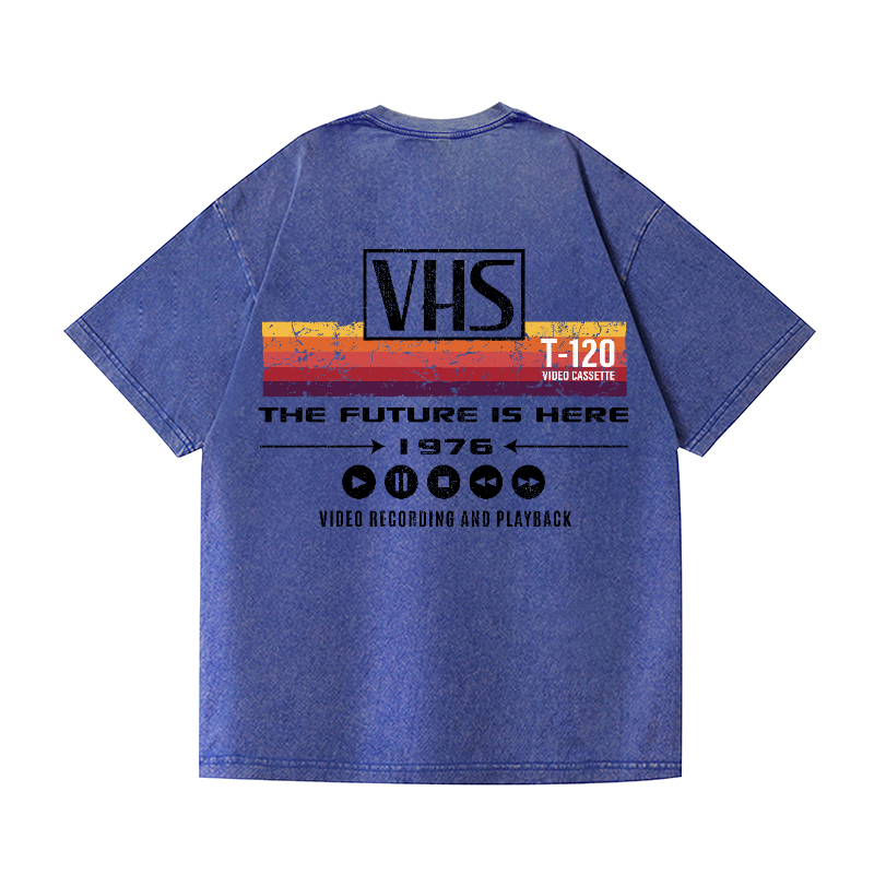 VHS Vintage Wash Japanese Design Back Art T-Shirt