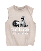 Stay Trashy Vintage Distressed Washed Tank Top