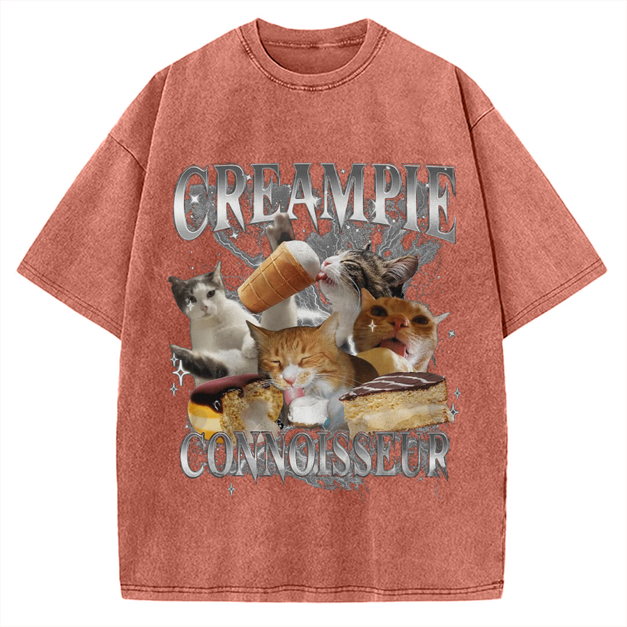 Creampie Connoisseur Meme Vintage Washed T-shirt