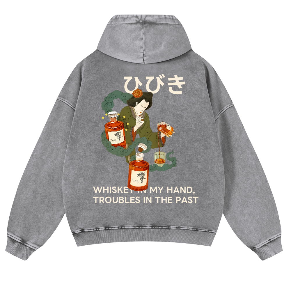 Hibiki Whisky Vintage Washed Cotton Back Art Hoodie