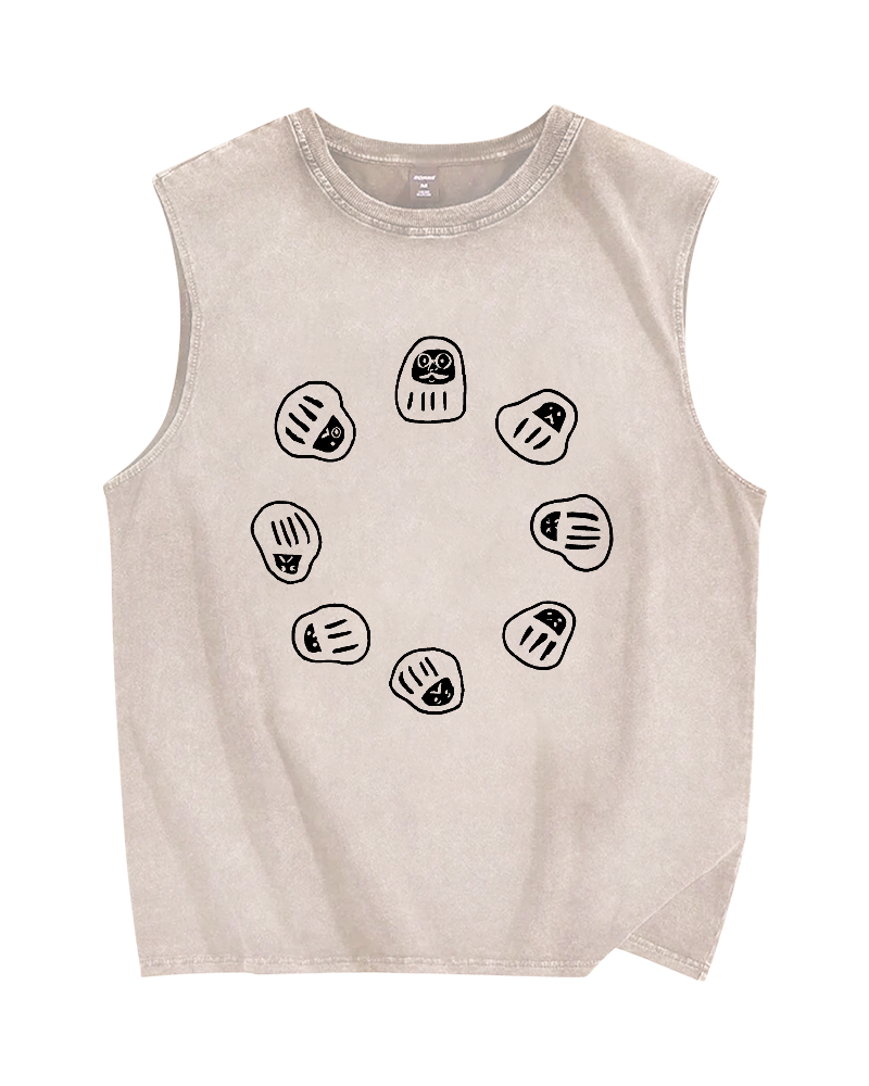 Japan Small Daruma Vintage Distressed Washed Tank Top
