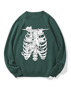 Cat & Skeleton Cotton Sweatshirt