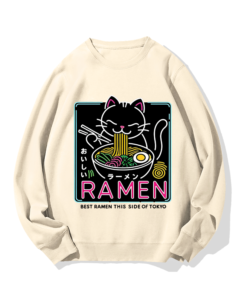 Neon Cat Ramen Cotton Sweatshirt