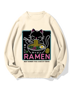 Neon Cat Ramen Cotton Sweatshirt