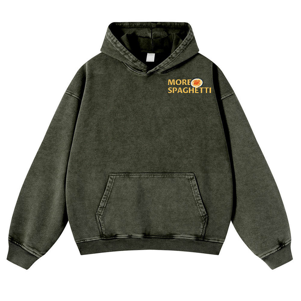 Spaghetti Cat Vintage Washed Cotton Back Art Hoodie