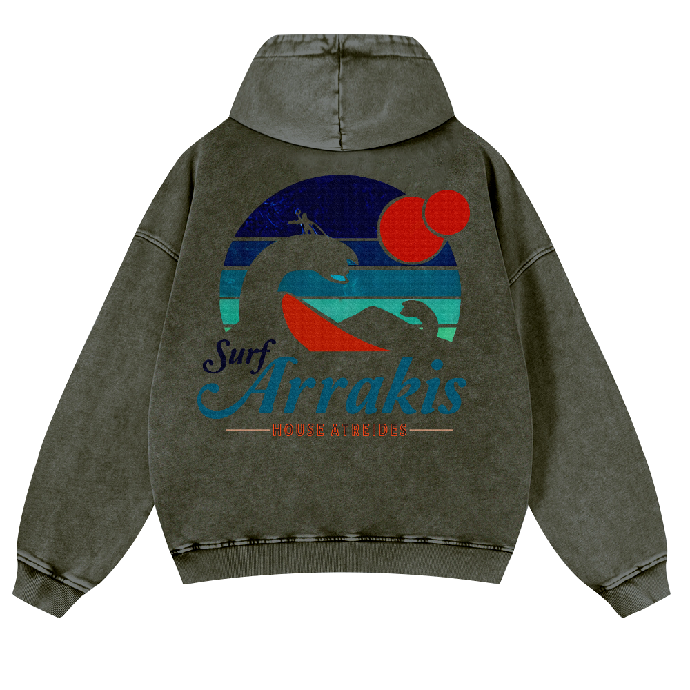 Surf Arrakis Vintage Washed Cotton Back Art Hoodie