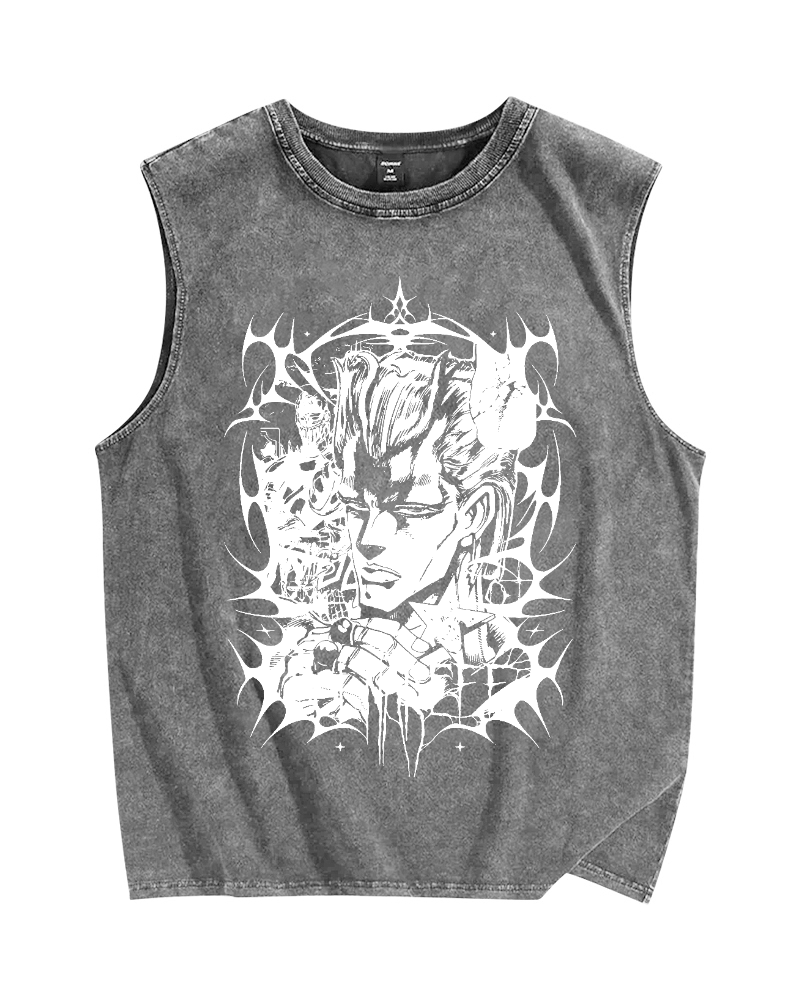 Japanese Anime JOJO Vintage Distressed Washed Tank Top