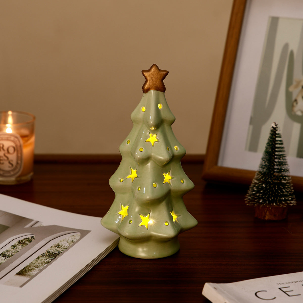 Ceramic Christmas Tree Night Light Desktop Ornament