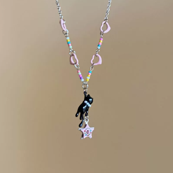 Black Cat Beaded Necklace