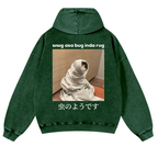Snug Cat Vintage Washed Cotton Back Art Hoodie