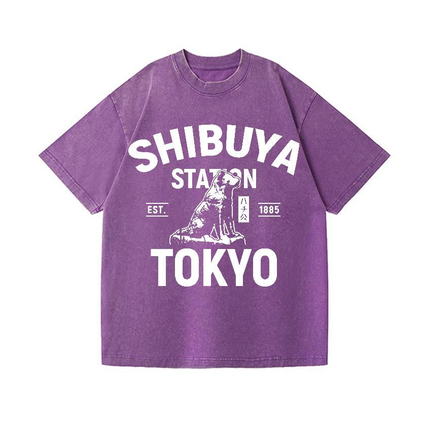 Shibuya Hachiko Vintage Wash Japanese Design T-Shirt