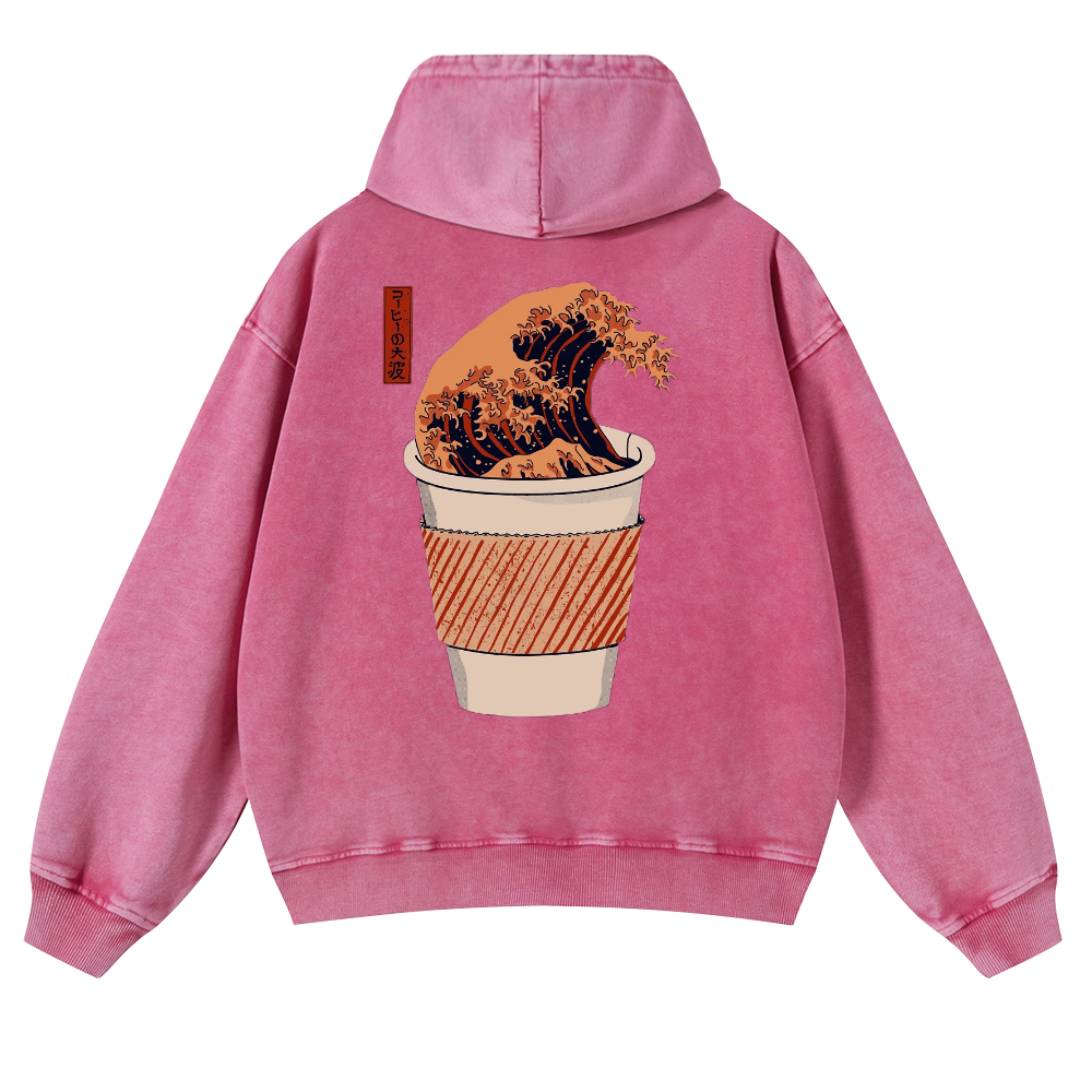 Wave Vintage Washed Cotton Back Art Hoodie
