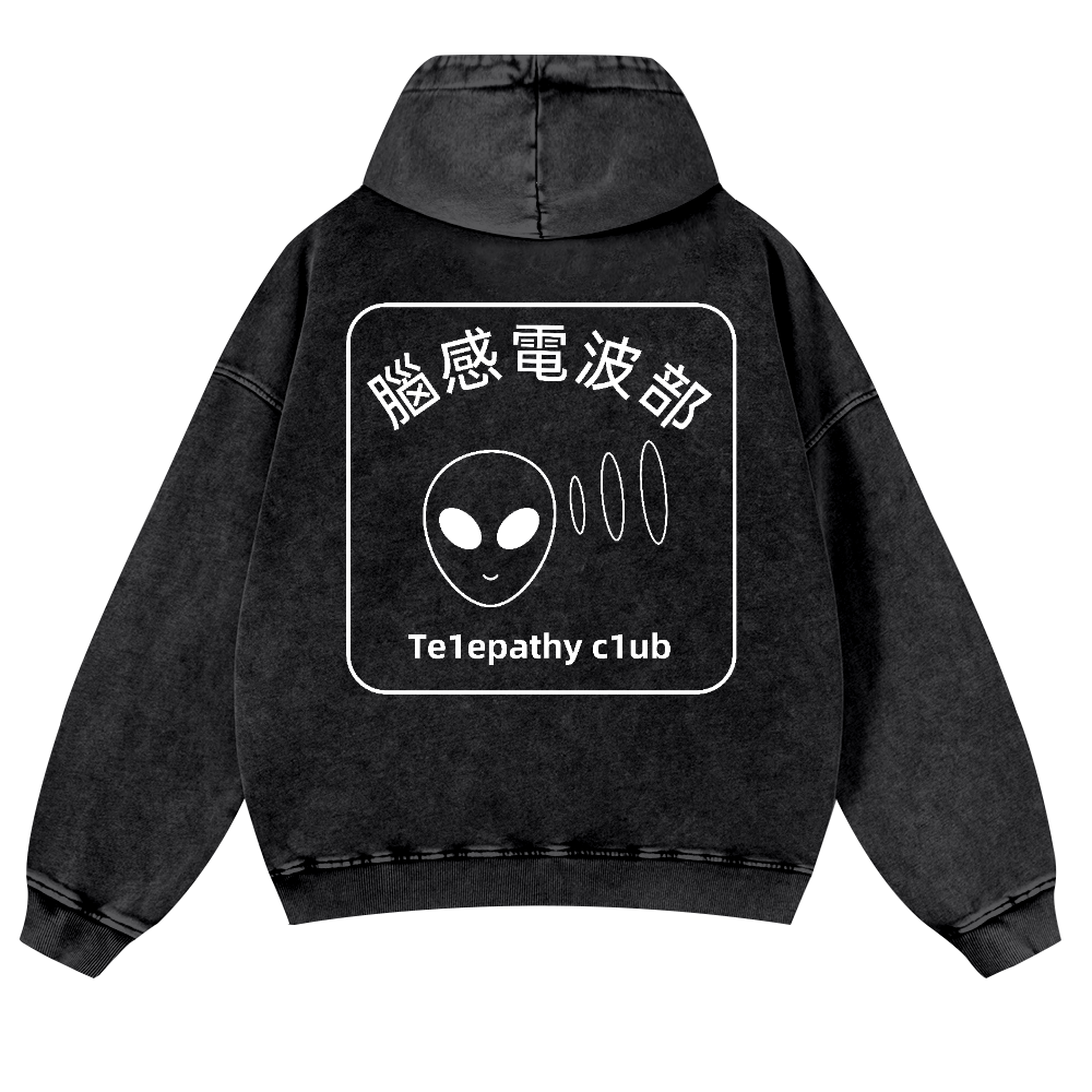 Telepathy Club Vintage Washed Cotton Back Art Hoodie