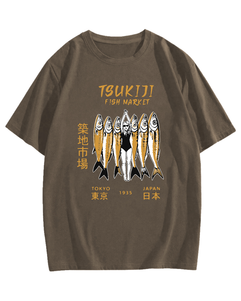 Tokyo Seafood Tsukiji Market Cotton casual T-shirt