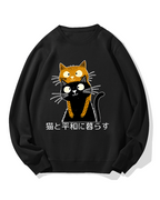 Live Peacefully With Cats Cotton Sweatshirt