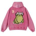 Frog Vintage Washed Cotton Back Art Hoodie