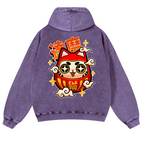 Daruma Vintage Washed Cotton Back Art Hoodie