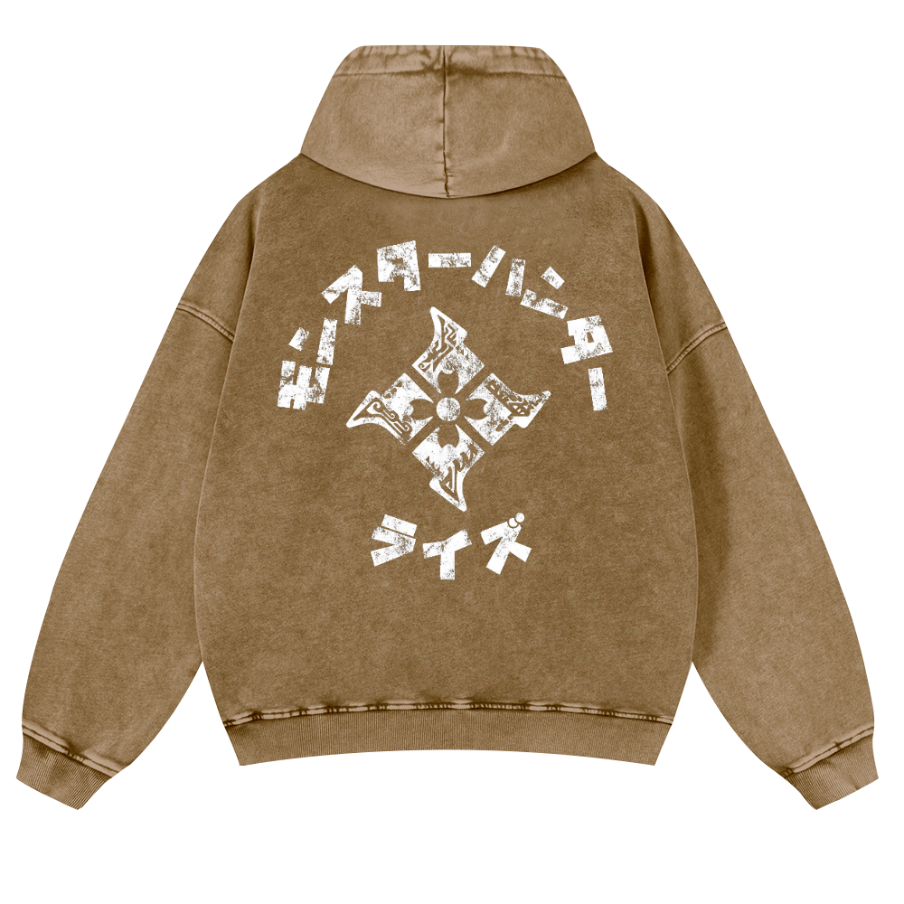 Monster Hunter Rise Vintage Washed Cotton Back Art Hoodie