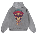 Skull Vintage Washed Cotton Back Art Hoodie
