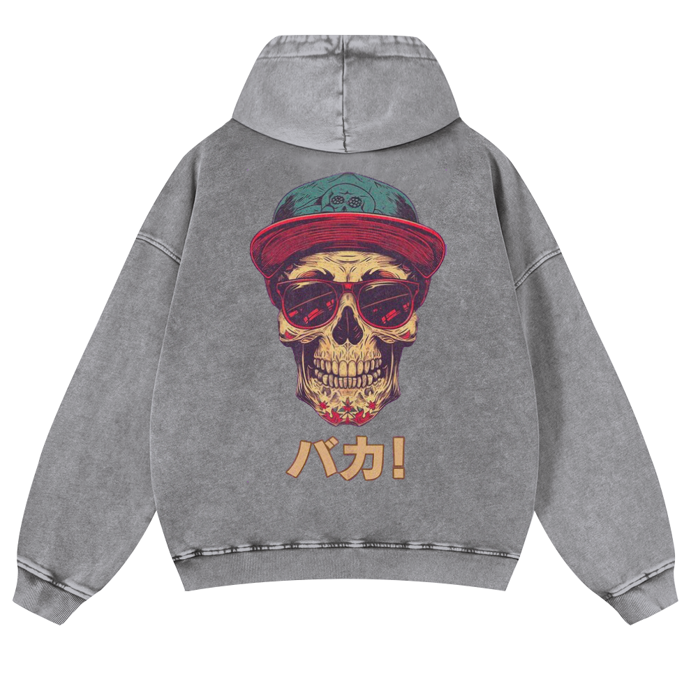 Skull Vintage Washed Cotton Back Art Hoodie