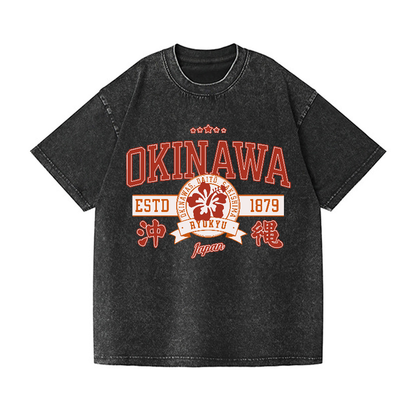 Okinawa Daito Sakishima Ryukyu Vintage Wash Japanese Design T-Shirt