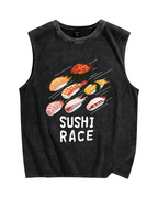 Sushi race Vintage Distressed Washed Tank Top