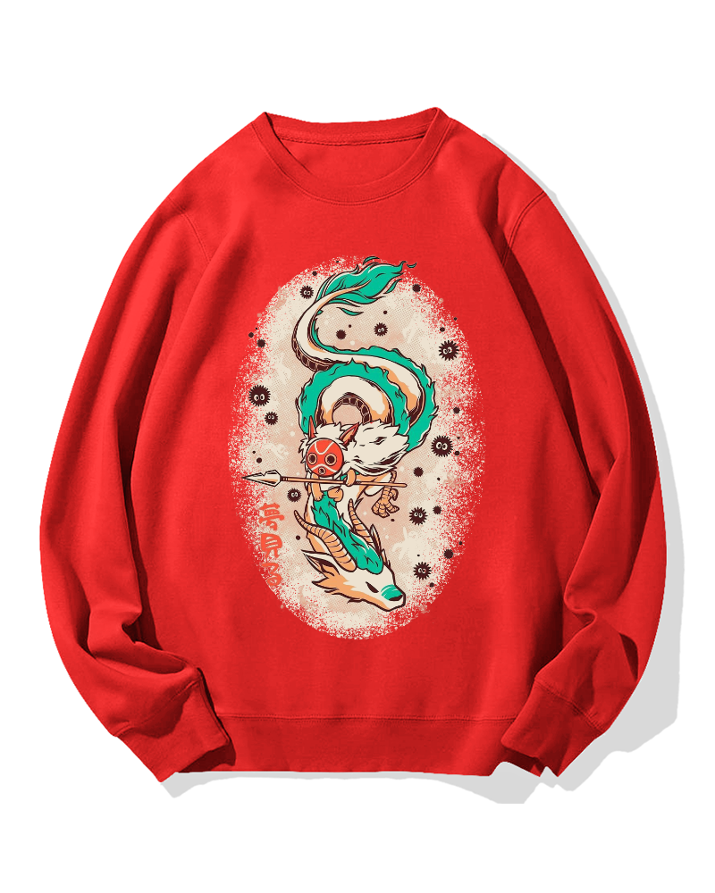 Japanese White Dragon Cotton Sweatshirt