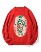 Japanese White Dragon Cotton Sweatshirt