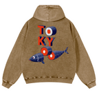 Tokyo Fish Vintage Washed Cotton Back Art Hoodie