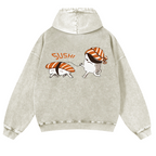Sushi Vintage Washed Cotton Back Art Hoodie