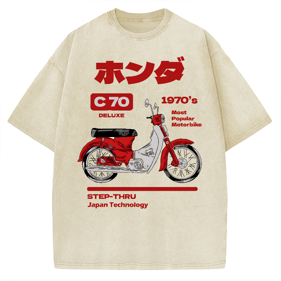 C70 Retro Motorcycle Vintage Washed T-shirt