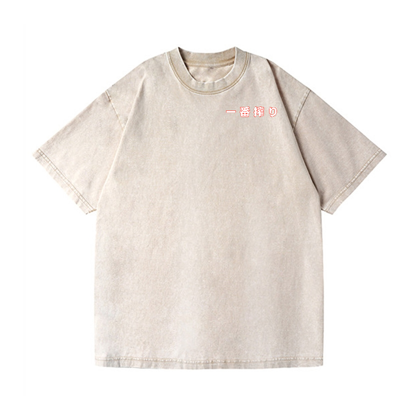 Kirin Beer Vintage Wash Japanese Design Back Art T-Shirt