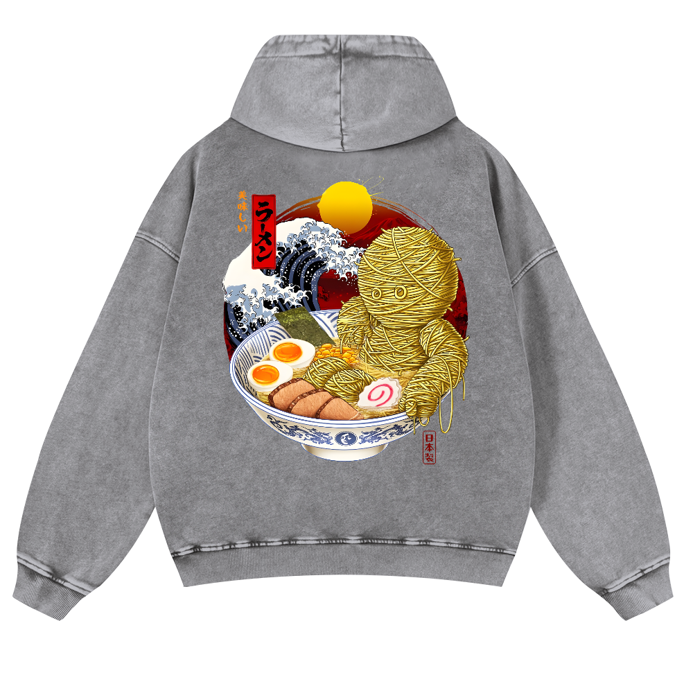 Ramen Yummy Vintage Washed Cotton Back Art Hoodie