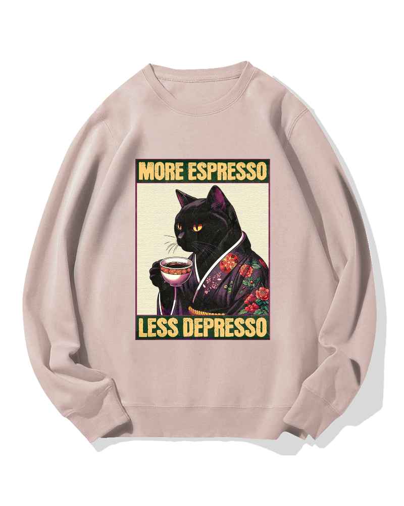 Kimono Coffee Cat Cotton Sweatshirt