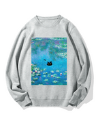 Monet Water Lily Cat Cotton Sweatshirt