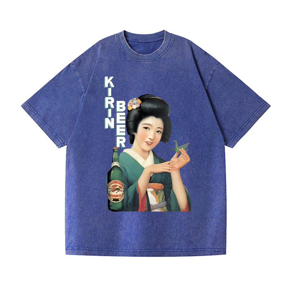 Kirin Beer Vintage Wash Japanese Design T-Shirt