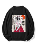 Japanese Samurai Girl Scenery Vintage Sakura Cotton Sweatshirt