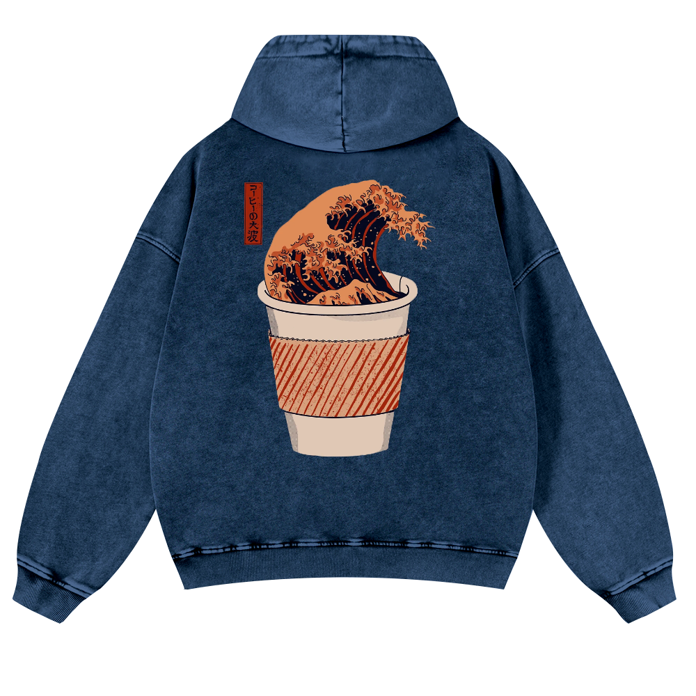 Wave Vintage Washed Cotton Back Art Hoodie