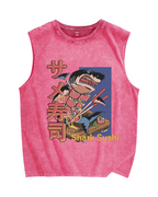 Shark sushi Vintage Distressed Washed Tank Top