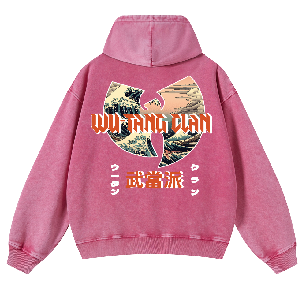 Unisex Wu-Tang Clan Ukiyoe Wave Ukiyoe Wave Vintage Washed Cotton Back Art Hoodie