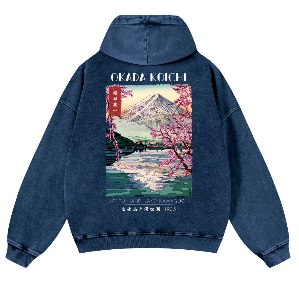 Okada Koichi Vintage Washed Cotton Back Art Hoodie