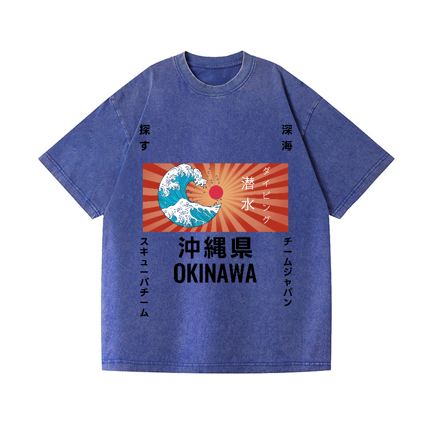 Okinawa Wave Vintage Wash Japanese Design T-Shirt