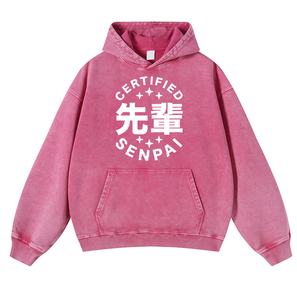 Senpai Vintage Washed Thick Cotton Hoodie